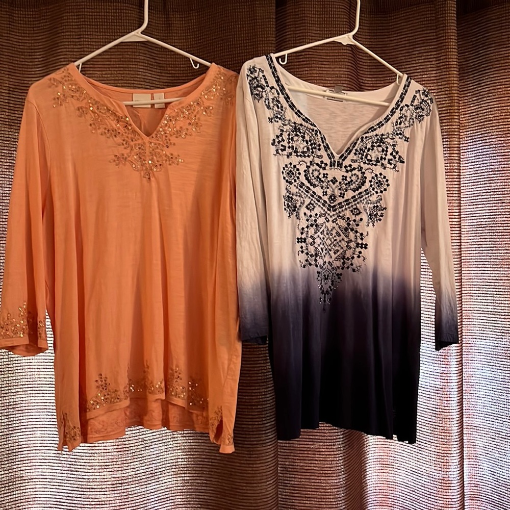 Two excellent condition woman’s tunic tops non smoking pet free home